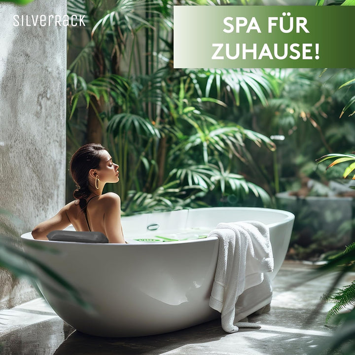 Premium Badewannenkissen Grau - Badekissen für Badewanne - Kissen Badewanne mit Saugnäpfen - Nackenk