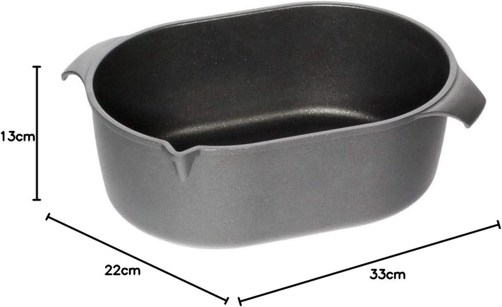 Guss Bräter Natural, Induktion, 33 x 22 x 13 cm - Hochwertige Profi Guss Bräter von AMT 32 x 22 cm,