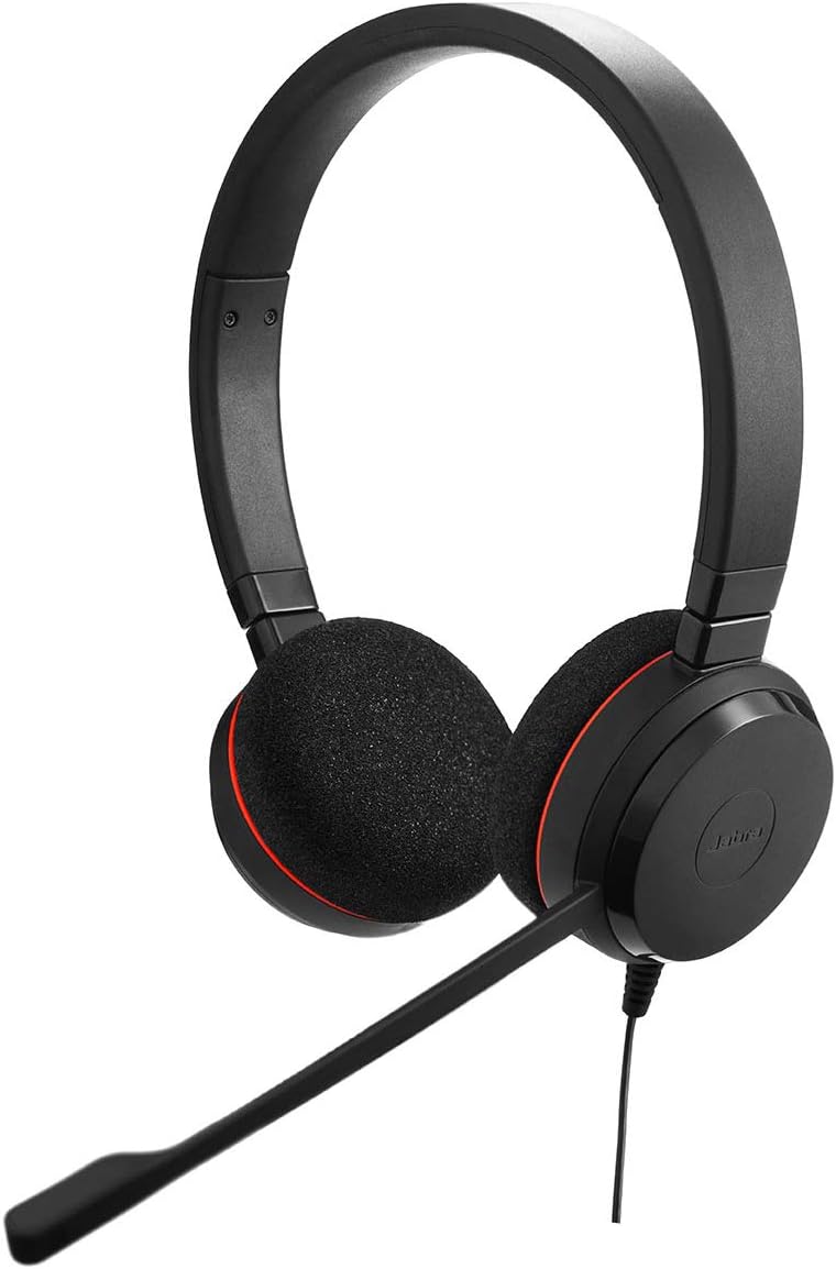 Jabra Evolve 20 UC Stereo Headset – Unified Communications Headphones for VoIP Softphone with Passiv