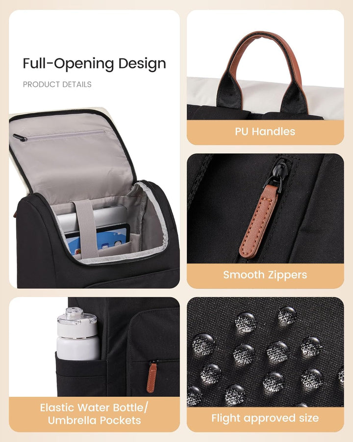 LOVEVOOK Rucksack Damen, 15,6 Zoll Laptop Schulrucksack Teenager Beige Khaki 15.6", Beige Khaki 15.6