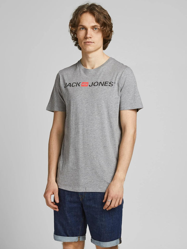 JACK &amp; JONES Herren T-Shirt 3er Pack – Baumwolle, Rundhals, Kurzarm, mit Print – Bequeme Freizeitshi