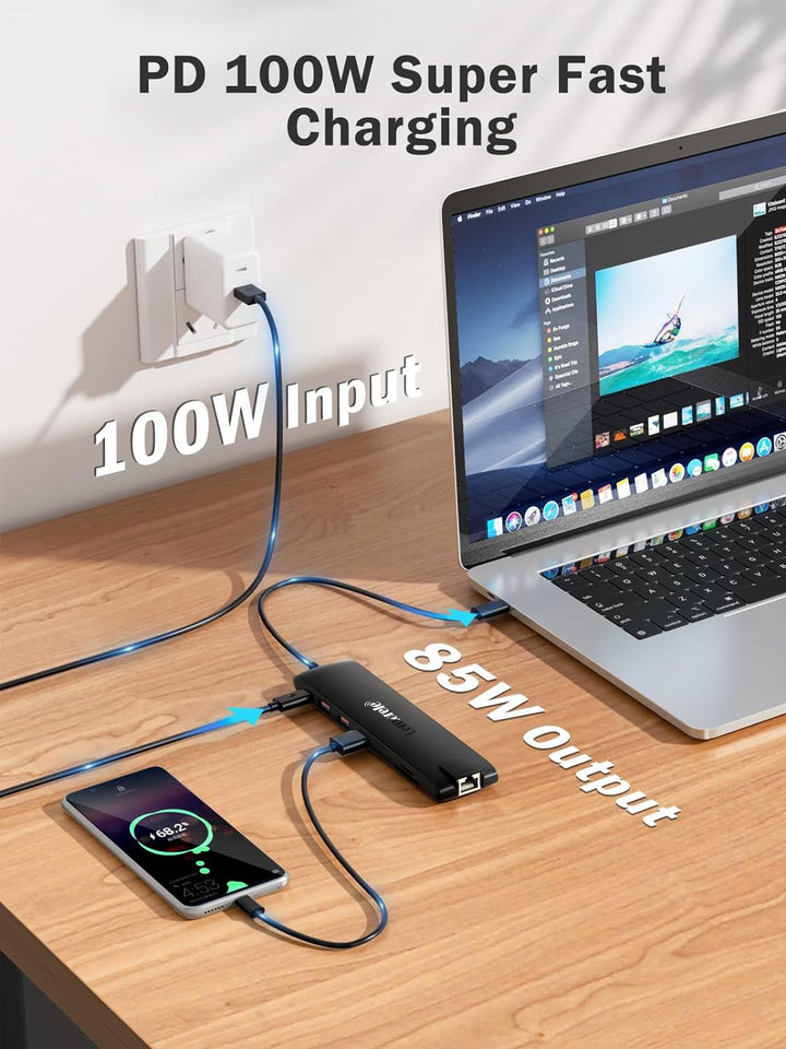 𝟐𝟎𝟐𝟒 𝐔𝐩𝐠𝐫𝐚𝐝𝐞 Docking Station USB C/A 10Gbps 3*Display- 14 in 1, USB C Dock 2 HDMI Adapter 4K, Ethern