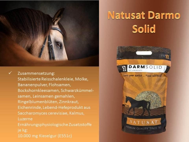Natusat DarmoSolid + Lebendhefe 4500 g - Ergänzungsfutter Pferde, Kräutermischung für Pferde, Magen-