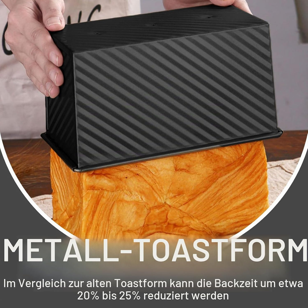Toastbrot Backform mit Deckel, Laib Pfanne Brotbackform Kastenform, 450g Kastenform mit Belüftungslö