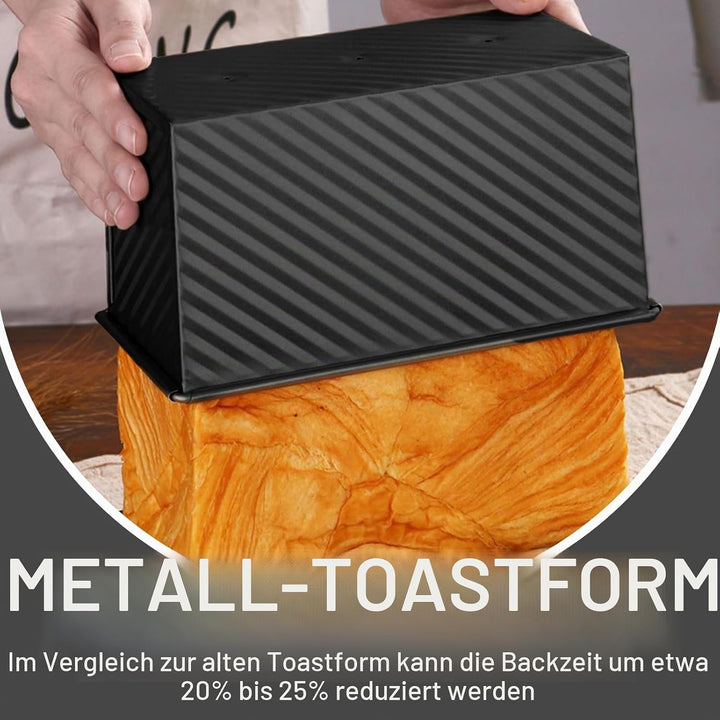 Toastbrot Backform mit Deckel, Laib Pfanne Brotbackform Kastenform, 450g Kastenform mit Belüftungslö