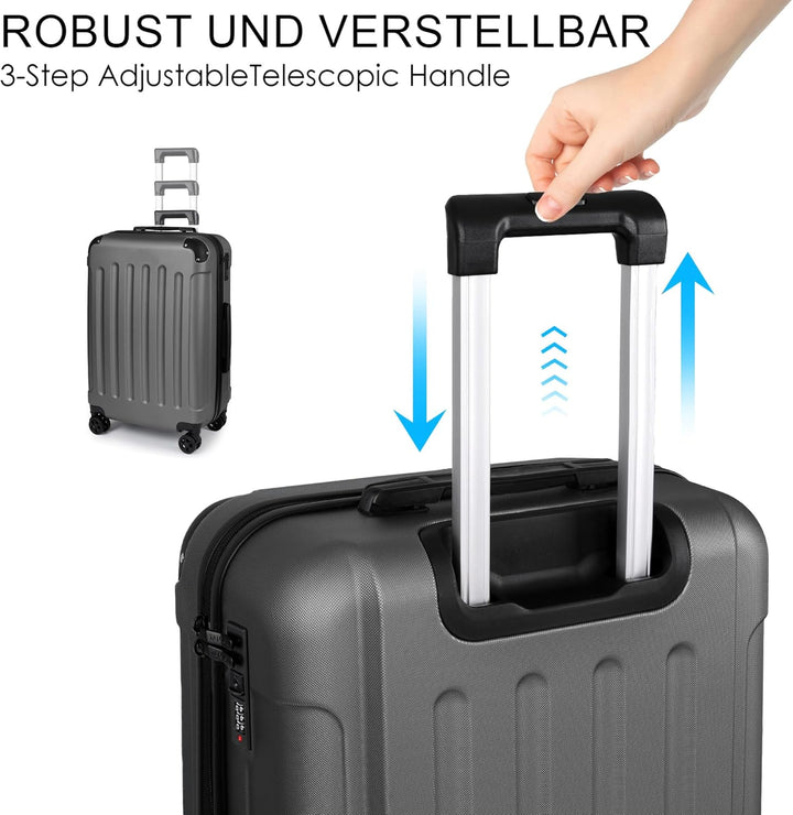 TANTOMI Kofferset 3-teilig, ABS Hartschalenkoffer Set, Reisekoffer Set mit Rollen, Gepäck-Sets (20/2
