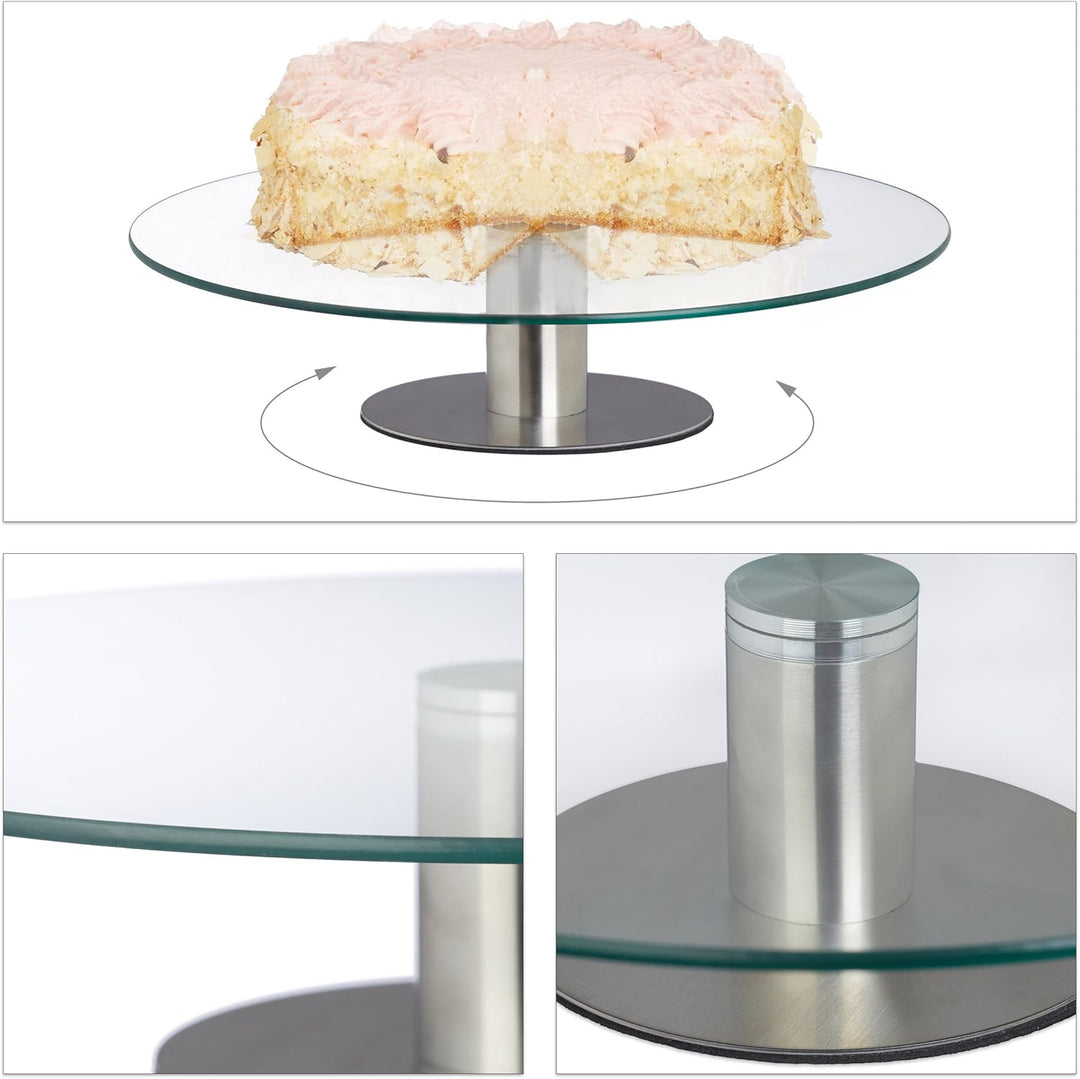 Relaxdays Tortenplatte drehbar, Standfuss, Kuchenplatte zum Dekorieren, Torten Drehteller für Kuchen