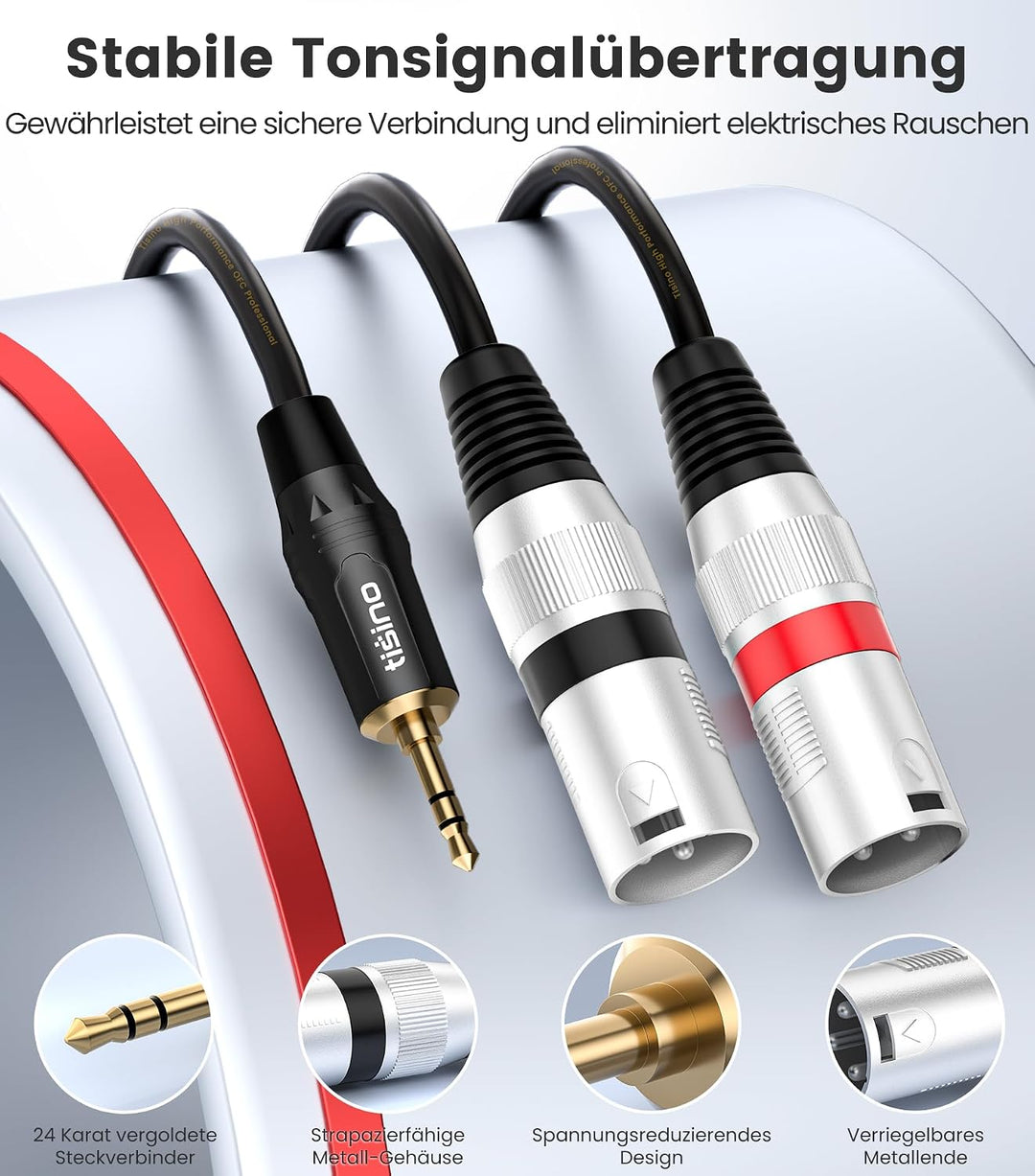 Tisino 3,5 mm auf XLR-Kabel Stereo Cable,1/8 Zoll Mini Jack auf 2 XLR,Male Y Splitter Adapterkabel,
