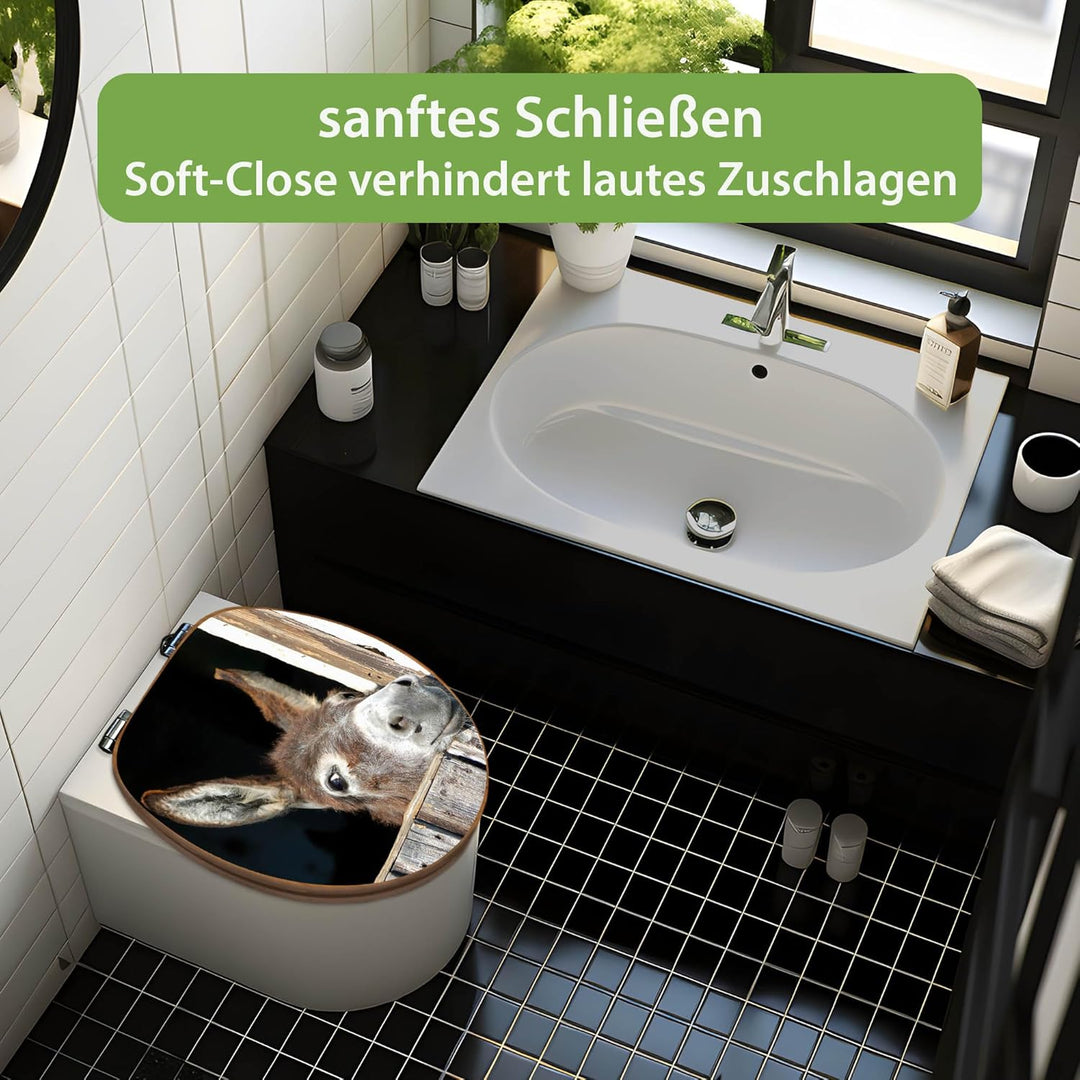 banjado Design WC Sitz Bambus Absenkautomatik 45,8x37,5cm - Toilettendeckel mit Absenkautomatik Holz