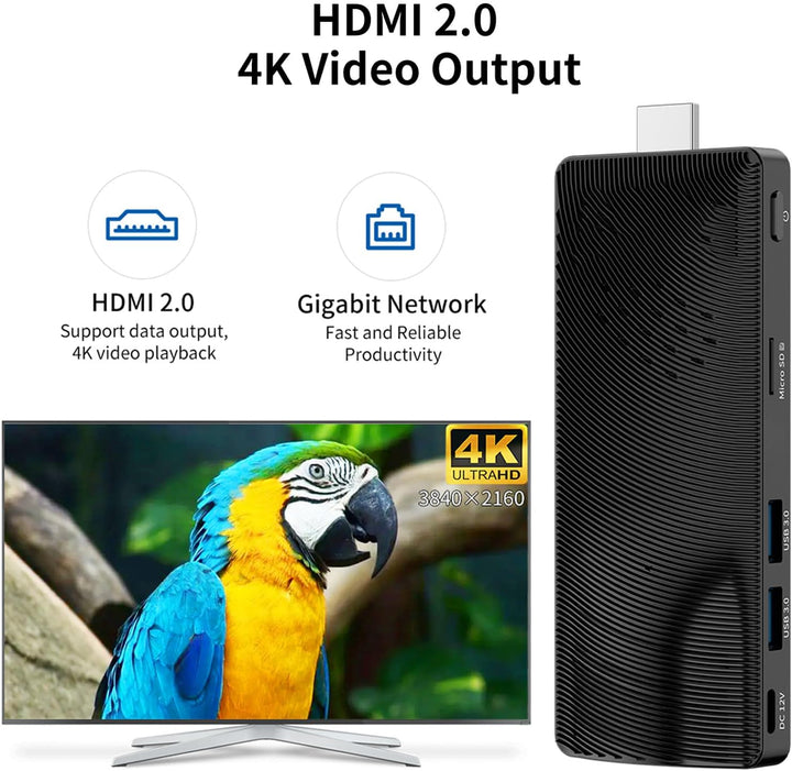 HEIGAOLAPC PC Stick Win 10, Pentium N4200 (1.1GHz) 4GB DDR4 RAM 64GB eMMC, Fanless Mini Computer, Du