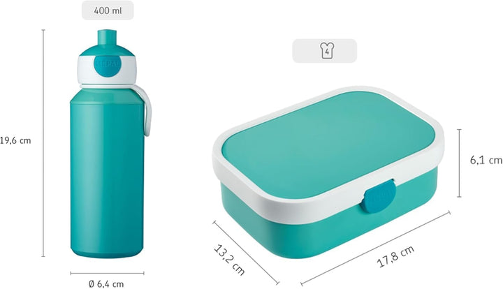 Mepal - Pausenset Campus Set für Kinder mit Pop-up Trinkflasche & Lunch Box - Lunch-Set für die Schu