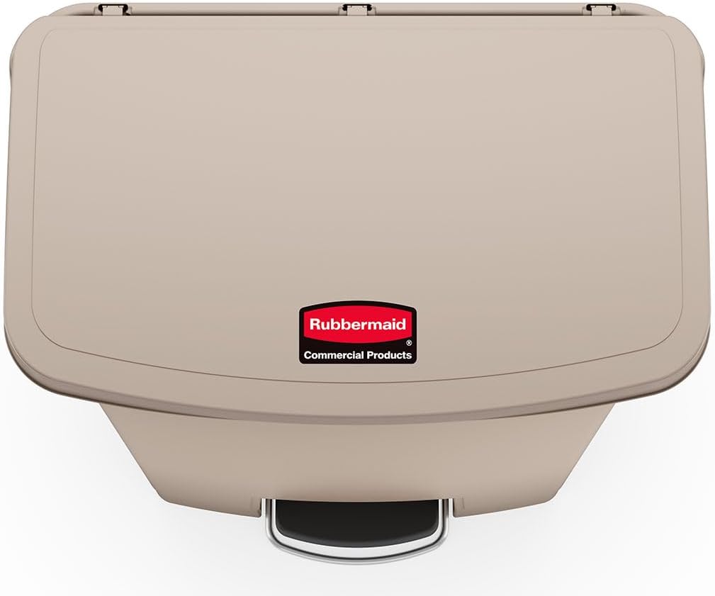 Rubbermaid Commercial Products Slim Jim 1883460 68 Litre Front Step Step-On Resin Wastebasket - Beig