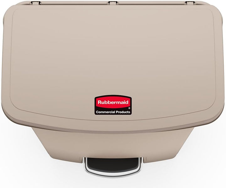 Rubbermaid Commercial Products Slim Jim 1883460 68 Litre Front Step Step-On Resin Wastebasket - Beig