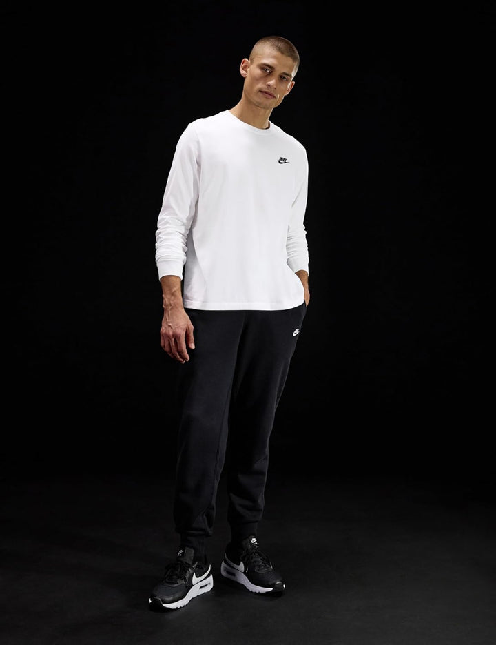 Nike Herren M NSW CLUB TEE - LS Langarm T-shirt XS Weiss / Schwarz, XS Weiss / Schwarz