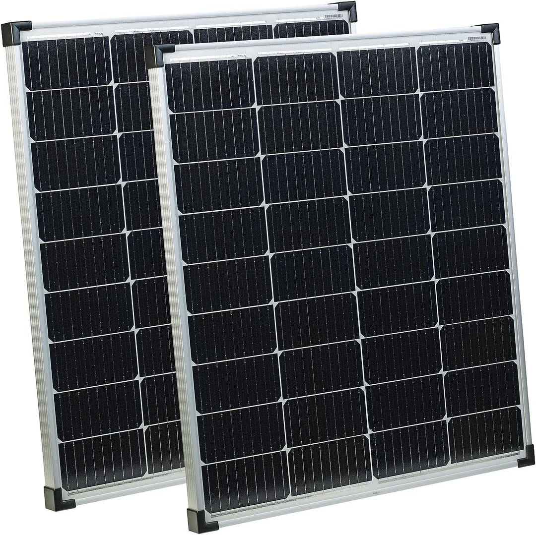 revolt Solarmodul: 2er-Set Mobiles monokristallines Solarpanel, 110 W, MC4-Stecker, IP65