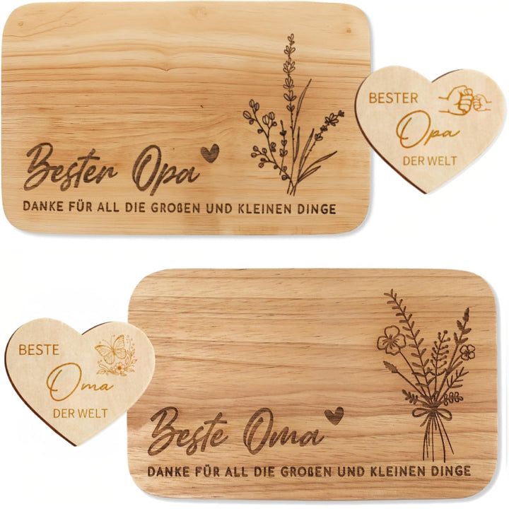 Oma und Opa Geschenk, Ostergeschenk für Grosseltern, Frühstücksbrettchen mit Gravur Geburtstagsgesch