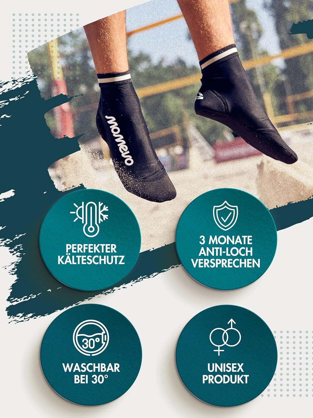 Momevo Beachmates Beachvolleyball Socken - schützende Beachsocken aus Neopren und Elasthan - idealer