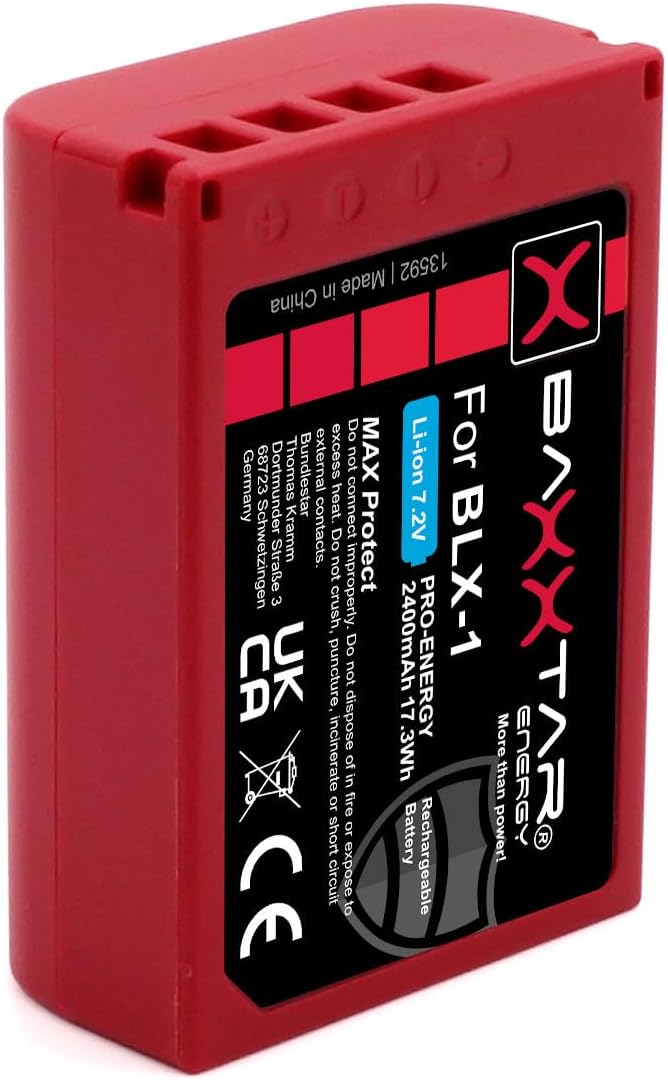 Baxxtar MaxProtect BLX-1 Akku (2X 2400mAh) mit NTC-Sensor und V1 Gehäuse - für OM-1 2x BLX-1 MaxProt