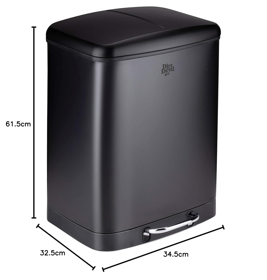 Dirt Devil Tretmülleimer 2 x 12L – Mülleimer 2 Fächer – Mülltrennsystem - Abfalleimer mit Soft Close