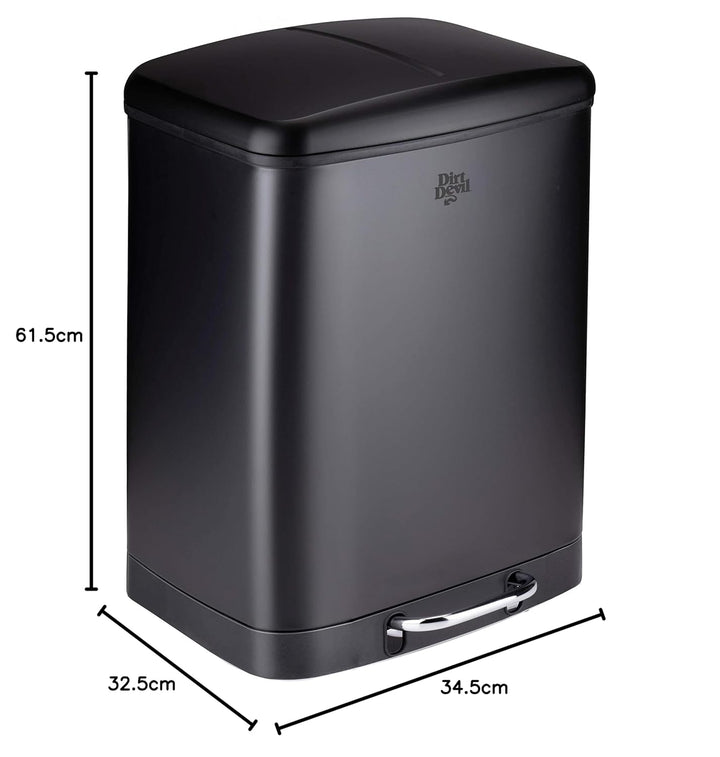 Dirt Devil Tretmülleimer 2 x 12L – Mülleimer 2 Fächer – Mülltrennsystem - Abfalleimer mit Soft Close