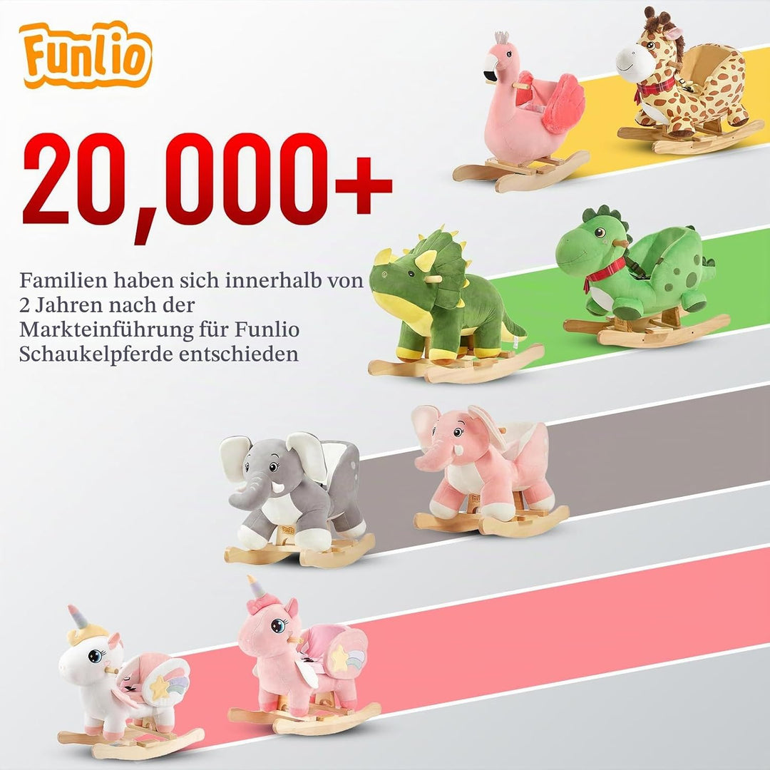 FUNLIO Flamingo Baby Schaukelpferd für Kleinkinder von 6 Monaten bis 3 Jahren, süsser und graziler r