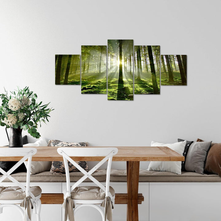 Runa Art Wandbilder Wald Landschaft 5 Teilig Bild auf Vlies Leinwand Deko Schlafzimmer Wohnzimmer So