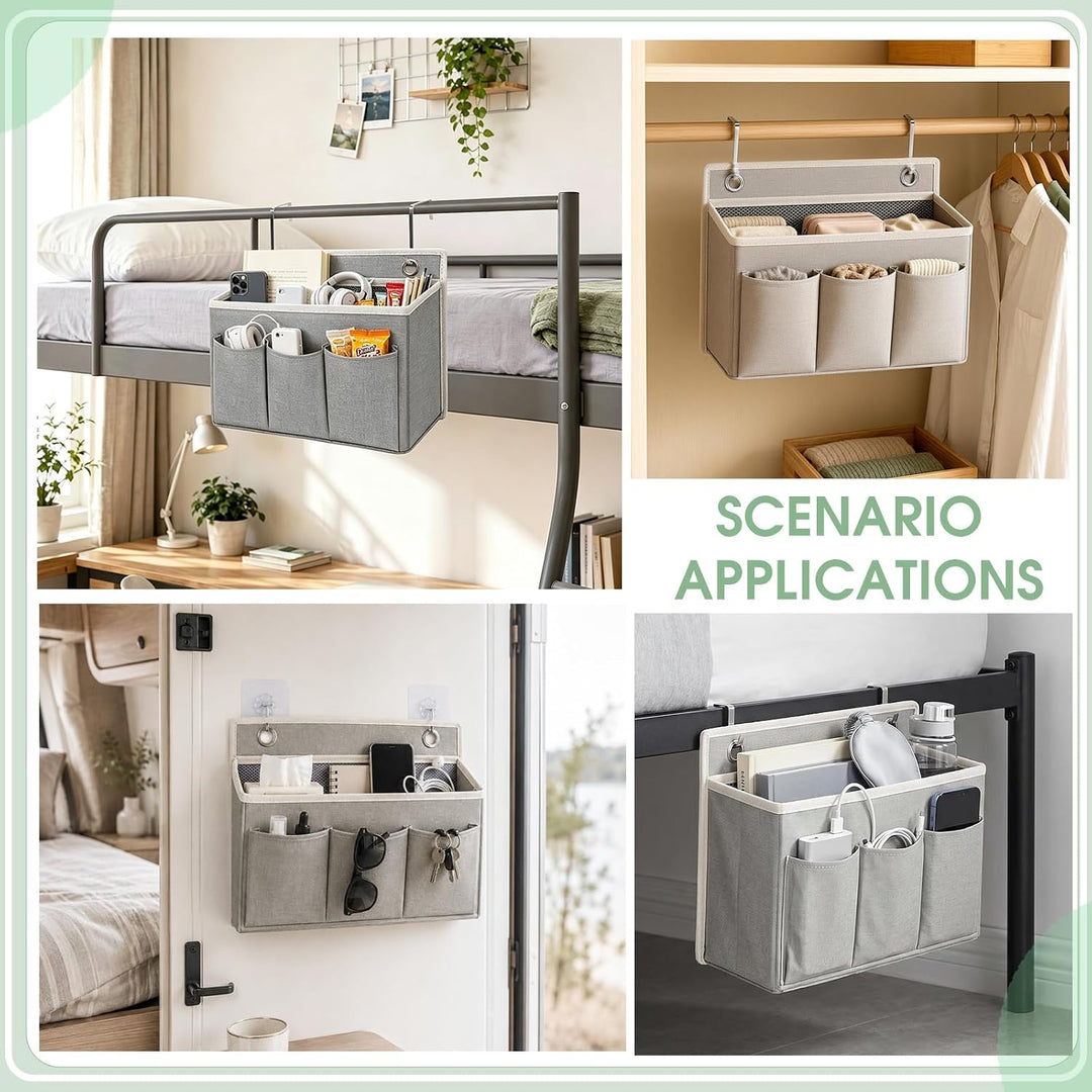 Hängeorganizer mit Haken 2 Stück Bett- &amp; Tür-Organizer zum Einhängen | Inkl. 4 Metallhaken &amp; 4 klebe