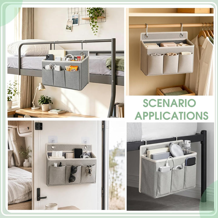 Hängeorganizer mit Haken 2 Stück Bett- &amp; Tür-Organizer zum Einhängen | Inkl. 4 Metallhaken &amp; 4 klebe