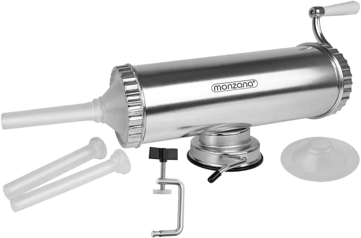 Deuba Wurstfüller Aluminium mit Tischklemme 3 Füllrohre Wurstfüllmaschine Manuell 2,5 kg Füllmenge W