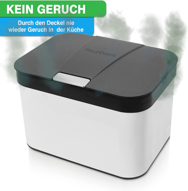 YourCasa® Komposteimer Küche aus Edelstahl - 4,3L - Biomülleimer Küche klein für alltäglichen Biomül