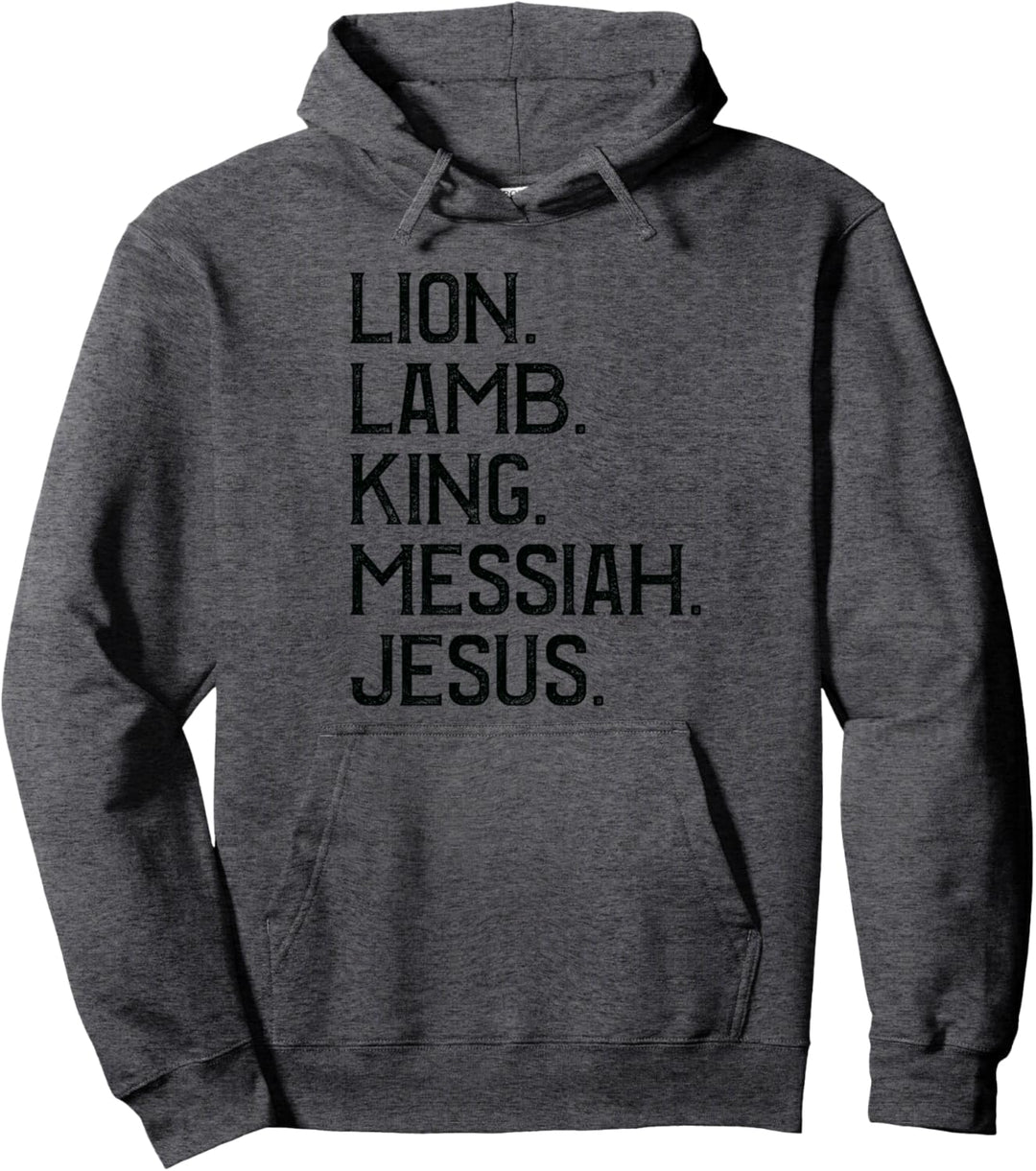 Distressed Lion Lamb King Messiah Jesus Christian Bible Pullover Hoodie