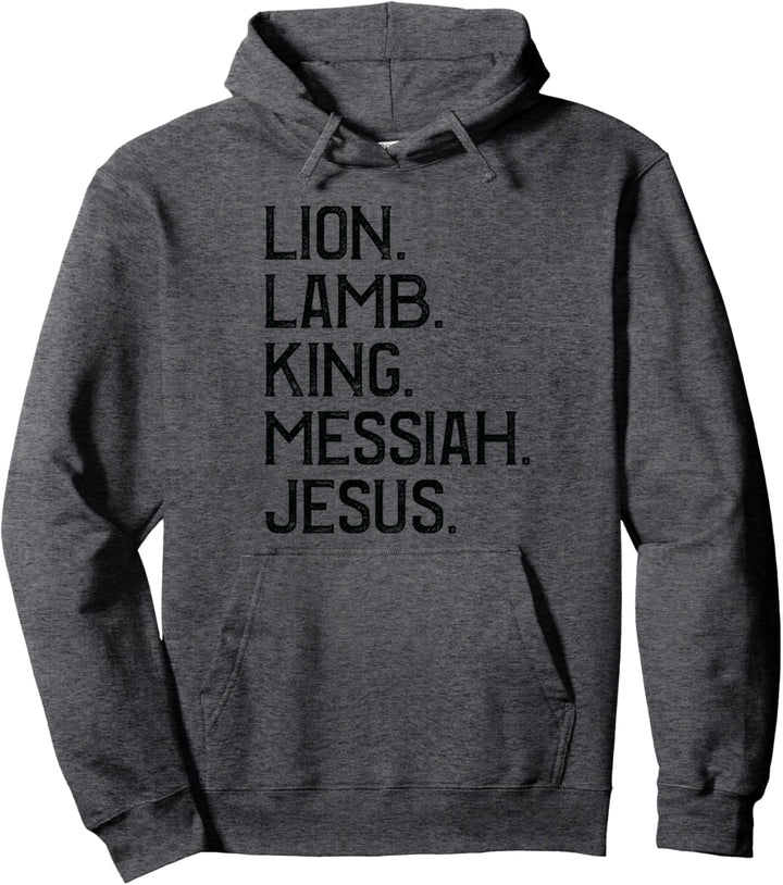 Distressed Lion Lamb King Messiah Jesus Christian Bible Pullover Hoodie