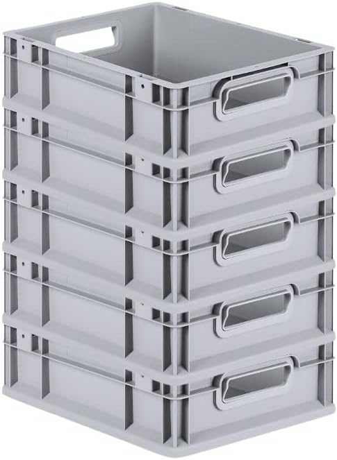 PROREGAL SuperSparSet 5x Eurobox NextGen Grip | HxBxT 12x30x40cm | 11 Liter | Griffe offen | Glatter