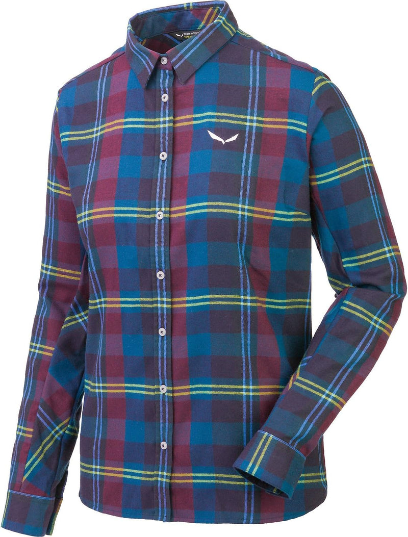 Salewa Damen Fanes Flannel 2 Pl W L/S SRT Hemd 50/44 M Poseid/Port R/Prem, 50/44 M Poseid/Port R/Pre