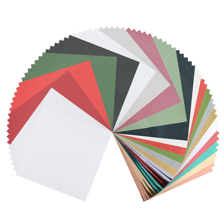 Vaessen Creative Florence Tonpapier - Quadratisch Bastelpapier - 30,5 x 30,5 cm - Farbenmix Weihnach