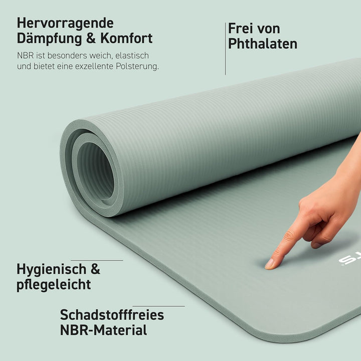 MSPORTS Gymnastikmatte Premium inkl. Tragegurt + Übungsposter + Workout App I Hautfreundliche Fitnes