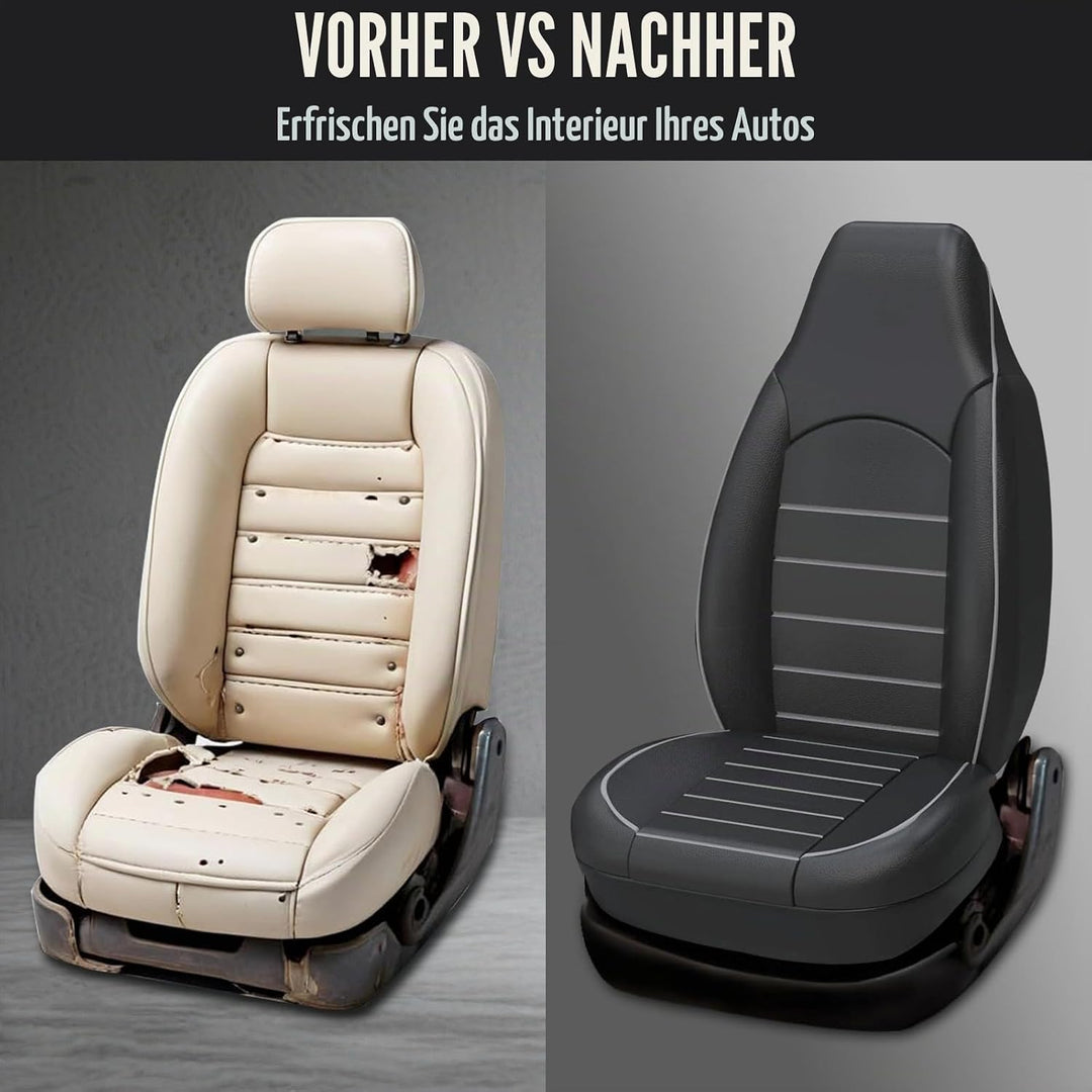 AUTOYOUTH Sitzbezüge Auto Vordersitze Universal Auto-Schonbezüge PU-Leder Sitzschoner Schwarz grau f