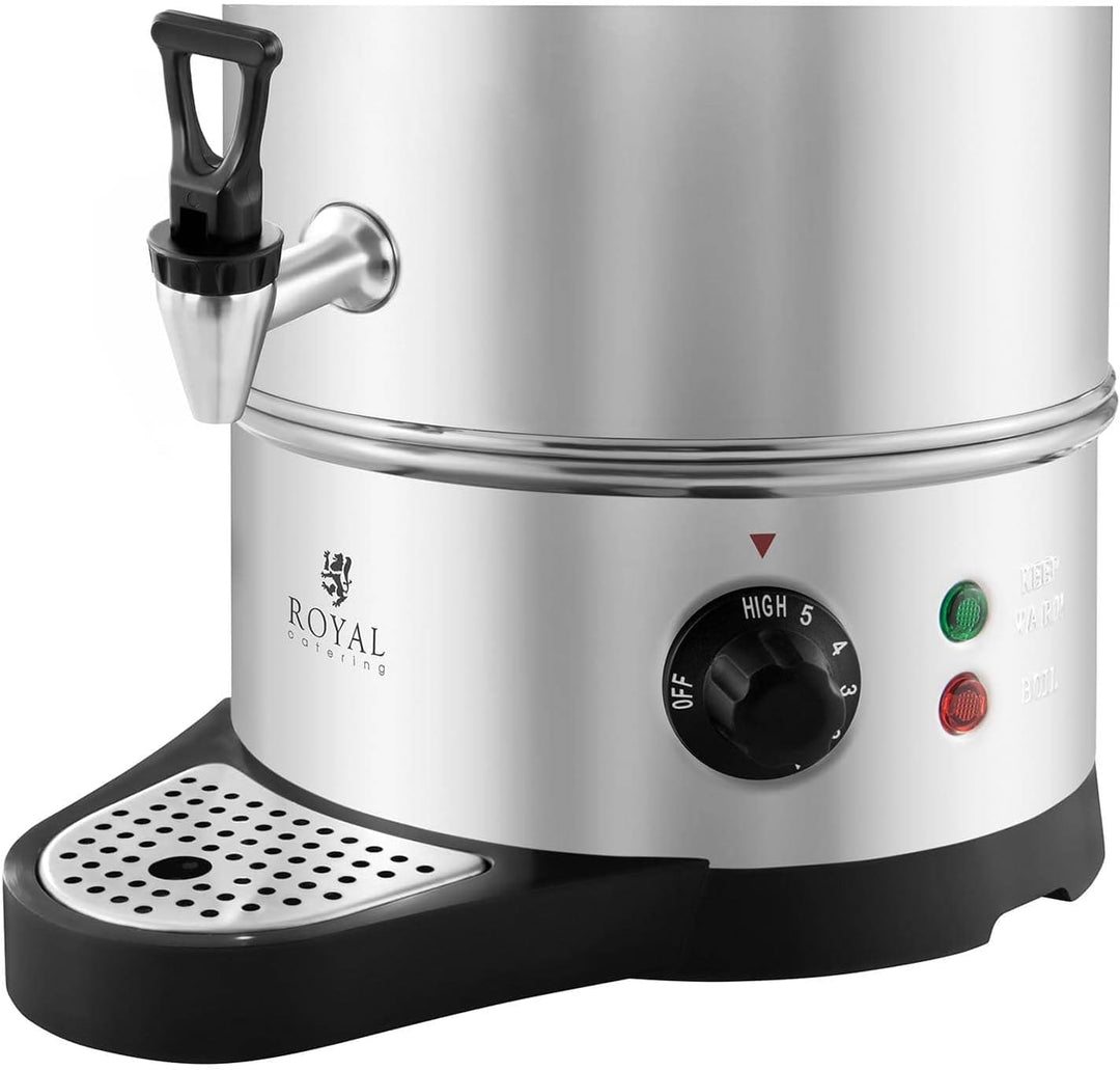 Royal Catering RCWK 10A Glühweinkocher Heissgetränkeautomat 10 L - 11,5 L 1600 W Edelstahl Abtropfsc