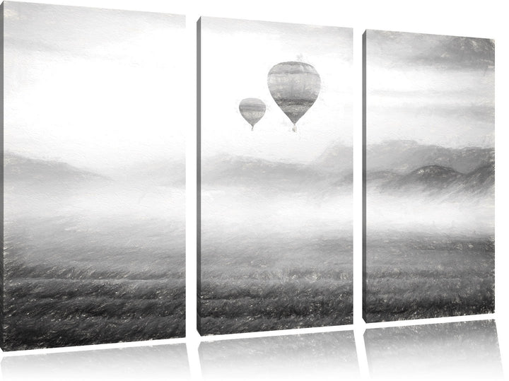 Pixxprint Heissluftballon Landschaft als Leinwandbild/Grösse: 3 Teilig (120x80 cm) cm/Wandbild/Kunst