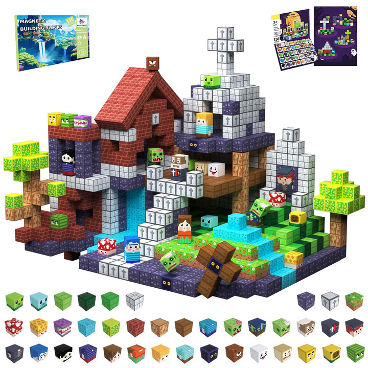 Magnetische Bausteine Bauspielzeug 150 Pcs Magnetbausteine für Kinder Montessori Kreative Spielzeug