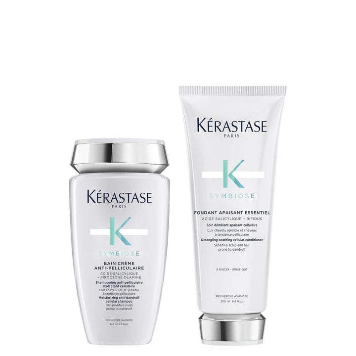 Kérastase, Symbiose, Anti-Schuppen Pflegeroutine mit Shampoo und Pflegespülung, Für empfindliche, tr