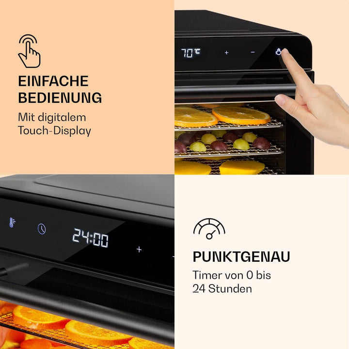 Klarstein Dörrautomat, Dörrgerät für Gemüse, Obst, Nüsse und Fleisch Trocknen, Food Dehydrator mit 6