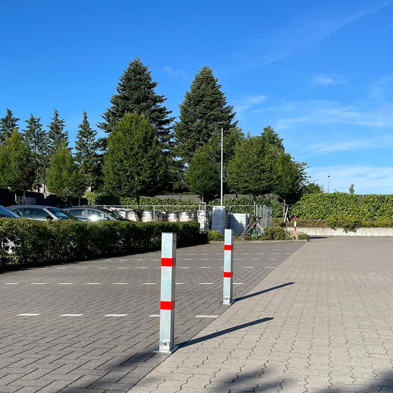 2x TrutzHolm® Absperrpfosten eckig Parkplatzsperre Sperrpfosten klappbar Standfuss Poller Pfosten Si