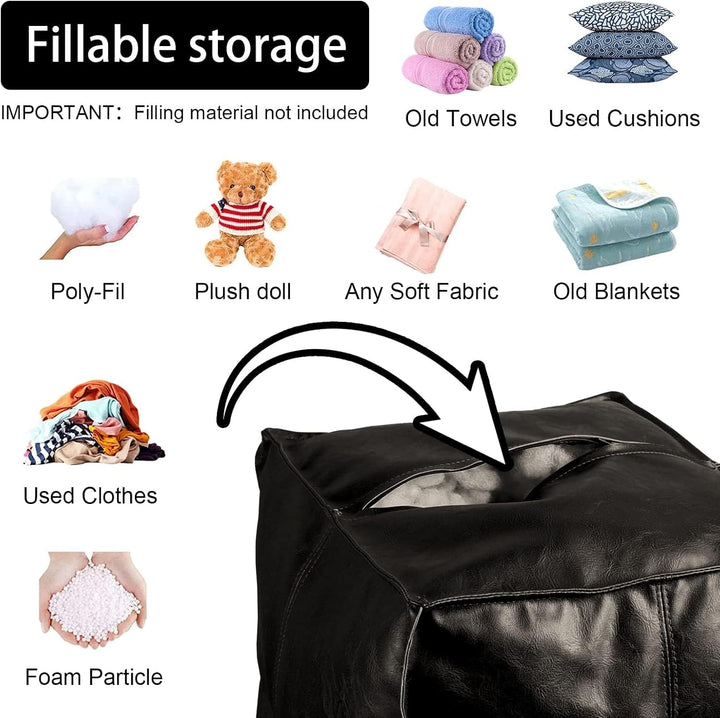 Louis Donné Ungepolsterter Ottoman Pouf Bezug,17.7" Square Pouf Ottoman Fusshocker Sitzsack für Spei