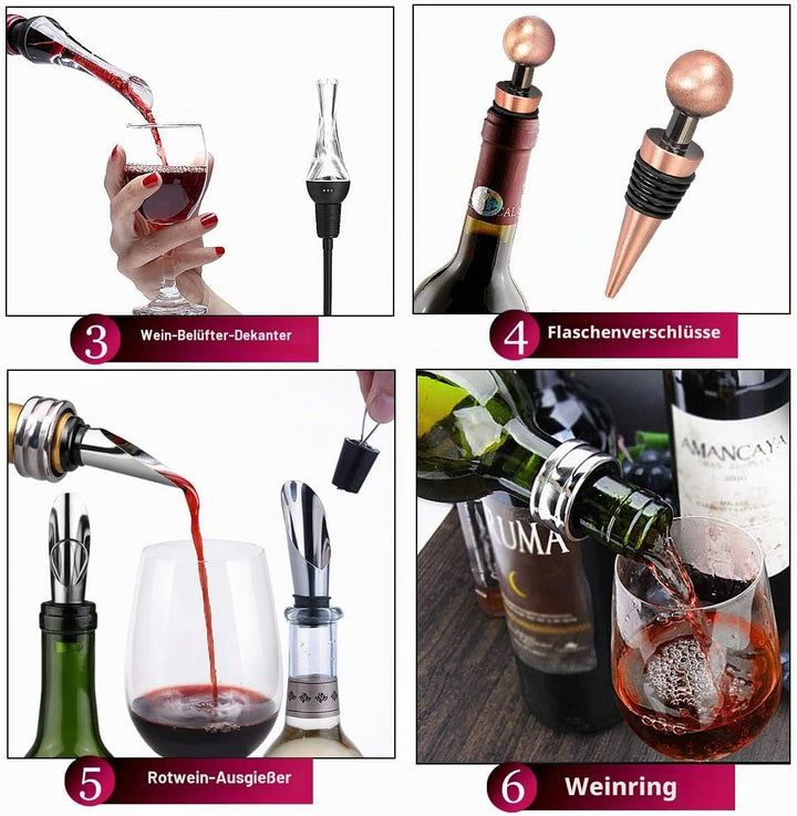 ZBPASL Korkenzieher Set in Holzkiste Geschenk,Luxus Weinöffner,Wein Sommelier Sets mit Flaschenöffne