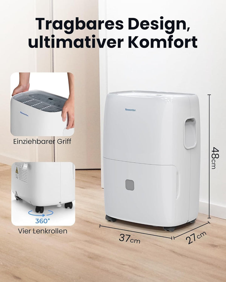 Newentor Luftentfeuchter 25L/Tag - 270W Stromsparender Luftentfeuchter - Für Räume ca. 215m³/80m² -