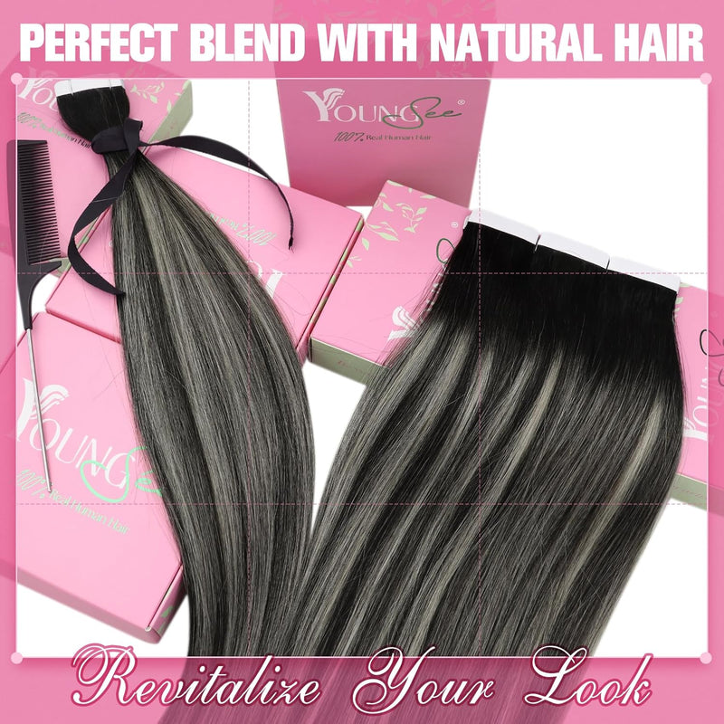 YoungSee Tape in Extensions Echthaar Ombre Tape Extensions Ombre Echthaar Extensions Tape 30 cm Tape