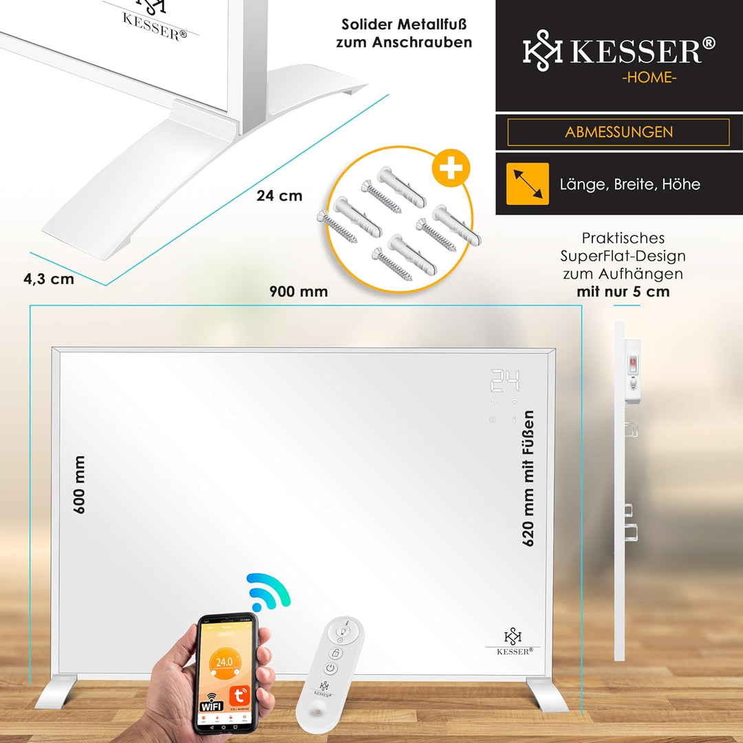 KESSER® Infrarotheizung Energiesparend Infrarot Standgerät & Wandmontage Elektroheizung 540W mit Fer