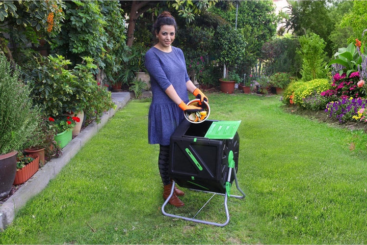 PALMAT - Heavy Duty 105L Trommelkomposter – Komposteimer, Gartenkomposter, Biomülleimer, Für Küchena