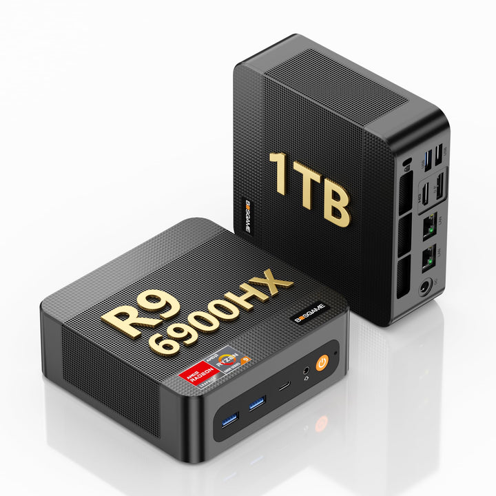 BOSGAME P6 Mini PC Windows 11 Pro für Home Office & Gaming, AMD Ryzen 9 6900HX (bis 4,9GHz), 24GB LP